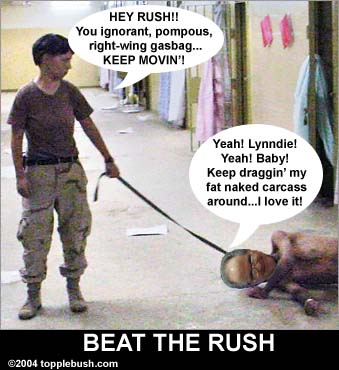 Rush on leash in Abu Ghraib
