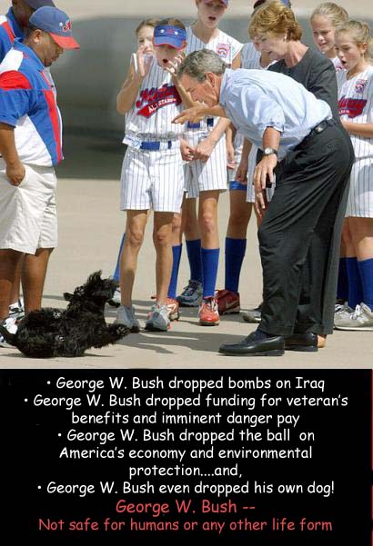 Bush drops dog, Barney