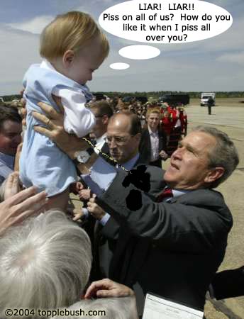 Child pissing on Bush