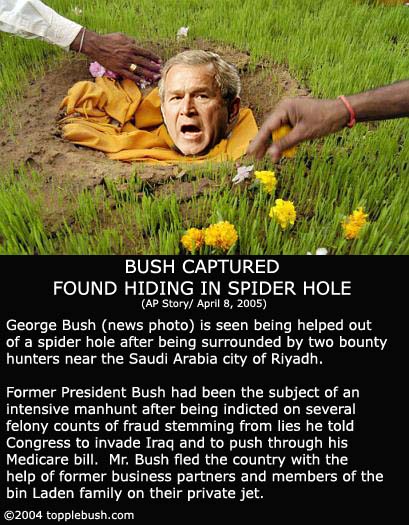 Bush emerging from his spider hole
