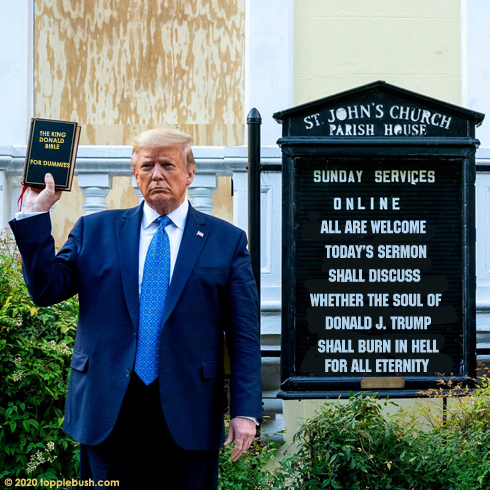Trump waving his bible ouside St. John's church in Washington D.C.
